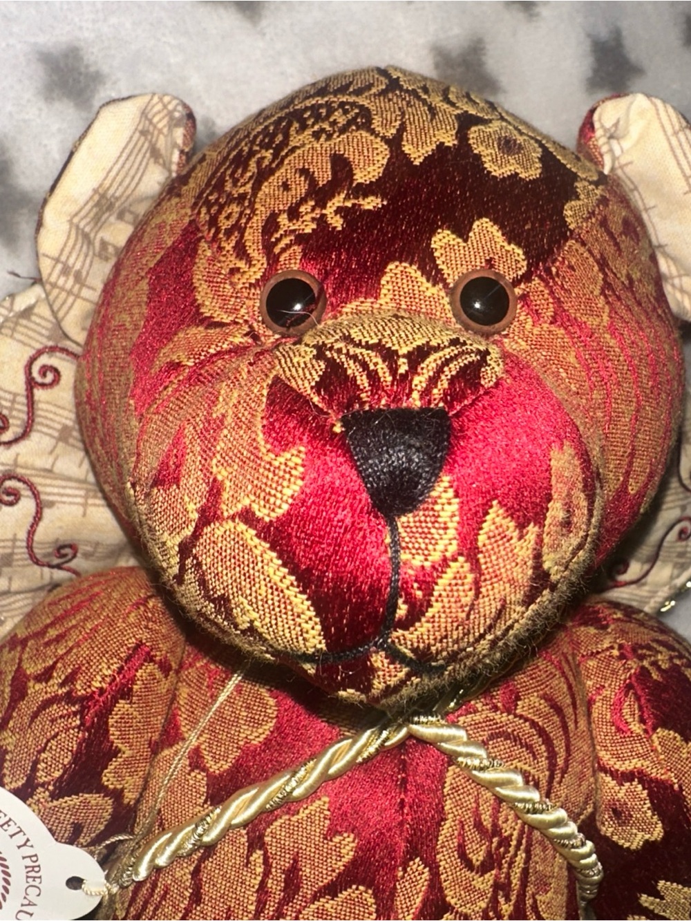Boyds Bears Melody Songbeary Fabric Angel - Red and Gold Brocade